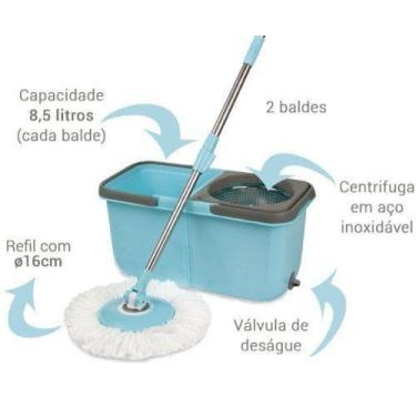 Imagem de Esfregão Mop Premium Balde Duplo Limpeza Prática Centrifugador Inox -
