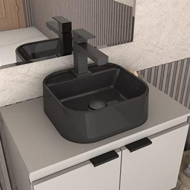 Imagem de Cuba para Banheiro Duna Preta em Mármore Sintético - Cozimax