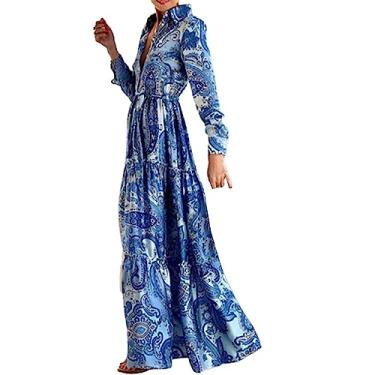 Imagem de Vestido curto chiffon plus size feminino azul elegante vestido de manga comprida vestido estampado leopardo, Verde, M