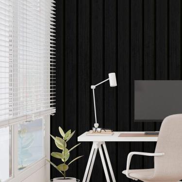 Imagem de Revestimento de Parede Madeira 10m x 45cm 3d Ripado Preto Vintage Vinilico Quarto Varanda