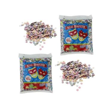 Imagem de 50 Pctes de Confete Carnaval 100g Colorido Festas Folia 5kg