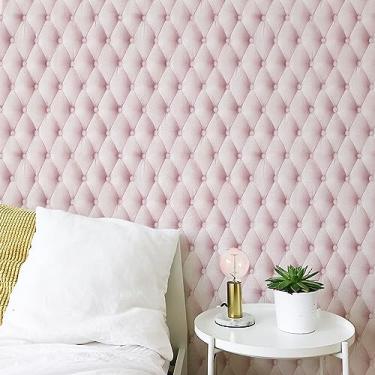 Imagem de Leliz Papers, Papel De Parede Adesivo Estilo Couro Capitonê Tons Rosa 12m
