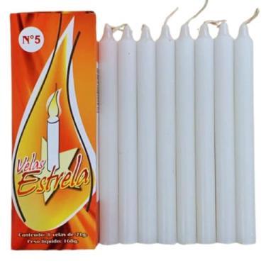 Imagem de Kit com 8 Velas Palito Branca 16 cm | Enviadas em Caixa | Parafina Premium | Qualidade Velas Estrela.