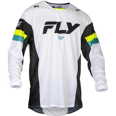 Imagem de Fly Racing Camiseta Kinetic Prix para adultos 2024 branco/preto/alta visibilidade grande; 377-423L
