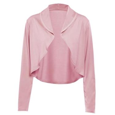 Imagem de Gerrit Roupas femininas de costura aberta com manga franzida, casaco primavera outono, rosa, 4G