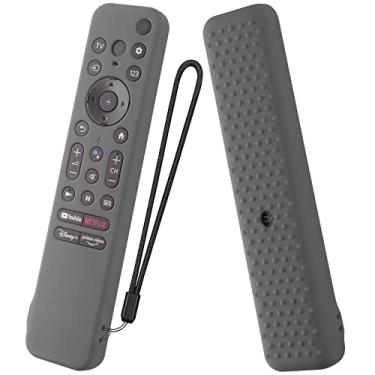 Imagem de Capa de silicone para Sony RMF-TX800U RMF-TX900U controle remoto de voz Contorl 2022, capa protetora anti-choque compatível com Sony 4K Ultra HD TV X80K X90K X95K Series Remote (cinza escuro)