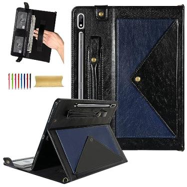 Imagem de Dteck Capa para Samsung Galaxy Tab S9 FE 27.7 cm/S9/S8/S7 27.9 cm, capa inteligente dobrável de couro PU com suporte para caneta, alça de mão de ombro hibernar/despertar automaticamente, capa