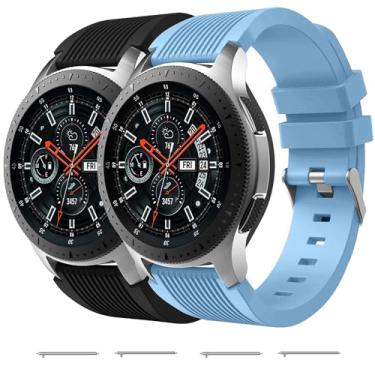 Imagem de Nacorulu Pulseira de silicone compatível com Samsung Galaxy Watch de 46 mm/Galaxy Watch 3 de 45 mm/Gear S3 Classic/Gear S3 Frontier, pulseira de silicone para relógio inteligente de 22 mm (pacote com