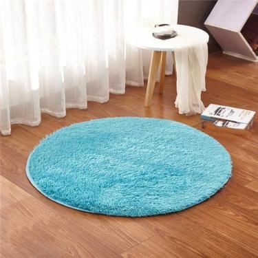 Imagem de Tapete redondo fofo para sala de estar, pele sintética, quarto infantil, pelúcia, cadeira de computador, estofamento, área, céu azul, diâmetro 1.2m