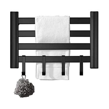 Imagem de Aquecedor de toalhas elétrico de parede, aquecedor de toalhas de aço inoxidável 304 para banho aquecido 4 barras quadradas