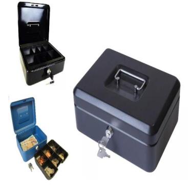 Imagem de Cofre Metal Portátil Porta-Armas Documentos Dinheiro Cash Box Organiza