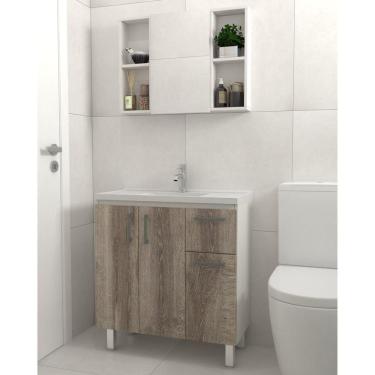 Imagem de Kit Gabinete de Banheiro Lisboa 80cm Venturi Branco/Monastrel
