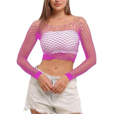 Imagem de Camiseta feminina Lemon Girl Fishnet Crop Tops Lingerie Babydoll Tamanho único EUA 2-18, rosa, Tamanho Único