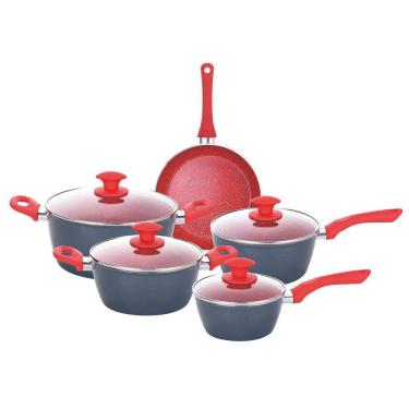 Imagem de Jogo De Panelas Cerâmica Indução Tampa De Vidro 5 Peças Onix