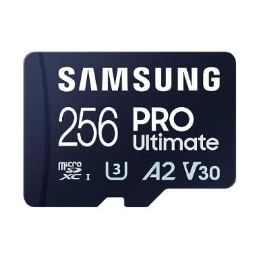 Imagem de Samsung PRO Ultimate cartão de memória microSD + adaptador, 256 GB microSDXC, até 200 MB/s, 4K UHD, UHS-I, classe 10, U3, V30, A2 para câmera de ação GoPRO, drone DJI, jogos, telefones, tablets