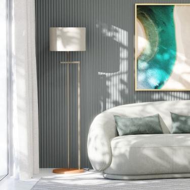 Imagem de Luminária Indústrial de Chão Salone Champanhe com Cúpula Palha Unidecor