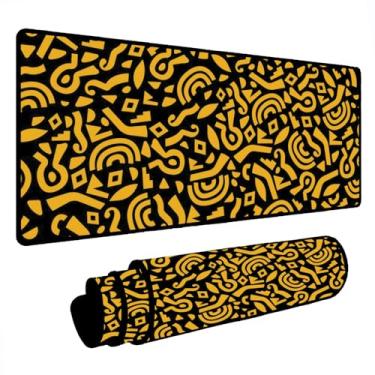 Imagem de Novo Mouse Pad Gamer Deskpad Speed Extra Grande Borda Costurada Profissional Varios Tamanhos - Formas Amarelo Preto (70X30)