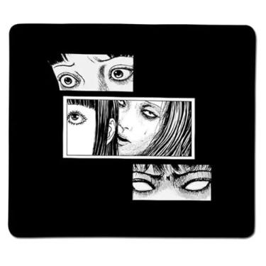 Imagem de Junji Ito Tomie Kawakami Manga Terror Japonês Uzumaki Mousepad Antiderrapante Gaming Computador Mouse Pad Gaming Desktop Laptop Mouse Pad com Borda Costurada 18 x 22 cm