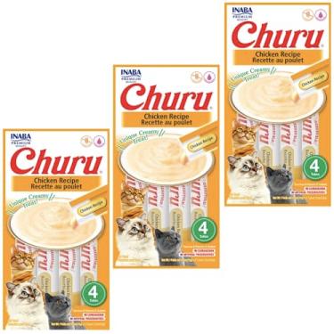 Imagem de Kit 03 Churu Petisco Para Gatos Vários Sabores Escolher Inaba - 8 Tubetes (Kit 03 unid. (12 Tubetes), Frango)