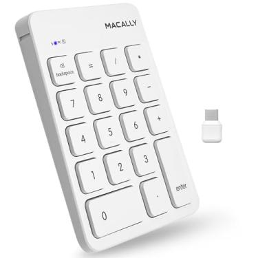 Imagem de Macally Teclado numérico sem fio USB C | Teclado numérico para Mac, MacBook iMac | 10 teclas sem fio para laptop, PC, notebook, superfície cromada (2,4 G USB), perfeito para entrada de dados, teclado