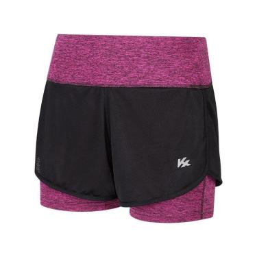 Imagem de Shorts Duplo feminino Run preto/ rosa G-Feminino