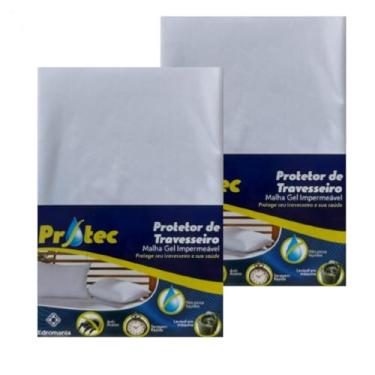 Imagem de Kit Com Capas Protetora para Travesseiro Impermeável Branca 50cm X 70cm Com Zíper - 2 ou 4 Unidades (Kit 2 Capas)