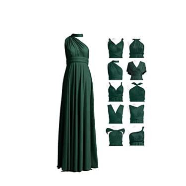 Imagem de 72styles Vestido Infinity com bandeau, vestido de dama de honra conversível, longo, plus size, vestido multidirecional, vestido torcido, Verde escuro, Tamanho Único