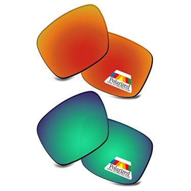 Imagem de Bwake Lentes de substituição para óculos de sol Oakley Holbrook XL OO9417 - Vermelho fogo + Verde marinho polarizado