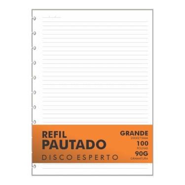 Imagem de Refil Genérico Pautado 100 Folhas Caderno Grande 90g Compatível com Discos e Inteligente
