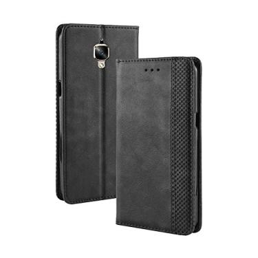 Imagem de Capa para OnePlus 3/3T, carteira de couro com suporte flip para OnePlus 3/3T, capa magnética retrô para celular, capa carteira com compartimentos para cartões