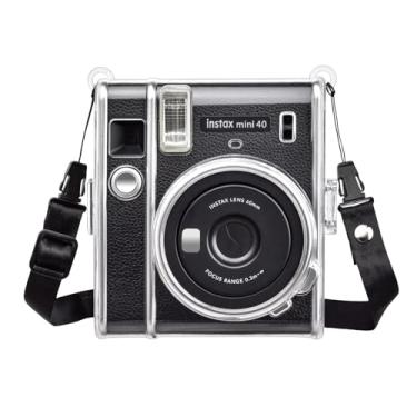 Imagem de Rieibi Capa para câmera transparente Mini 40, capa protetora de cristal rígido PP para câmera instantânea Fujifilm Fuji Instax Mini40, capa transparente com alça