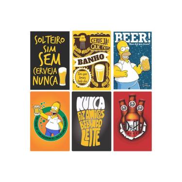 Imagem de Kit 6 Placas Decorativas  Beer Cerveja Homer Simpson Duff