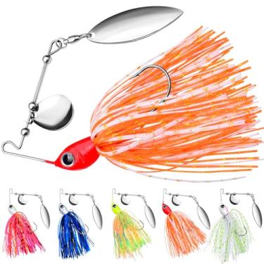 Imagem de Spinnerbait Isca de pesca, kit de iscas giratórias de metal duro para robalo truta lúcio salmão walleye água doce água salgada Spinner-Bait isca de pesca de robalo 5 peças/conjunto 9,9 g