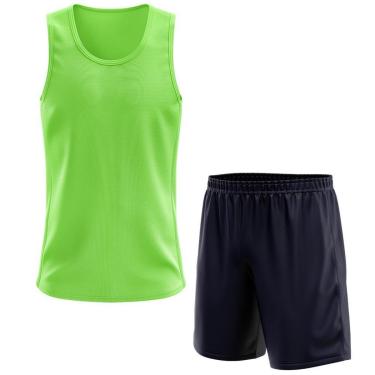Imagem de Kit Calção Short Futebol Basquete Marinho + Regata Masculina Lisa Básica Dry-Masculino