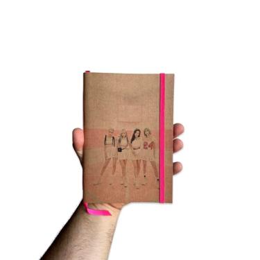 Imagem de Sketchbook Caderno Black Pink Jennie Lisa Jisoo Rosé com Elástico e Marca Página Aquarela (Reciclado 120 Páginas, M (10x14cm))