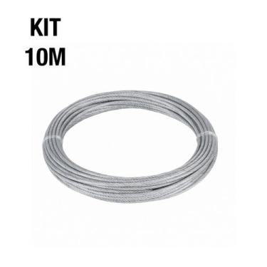 Imagem de Kit 10m Cabo de Aco Galvanizado 3/16 Af  6 X 19 - Vonder
