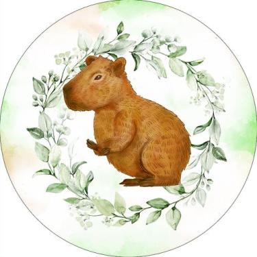 Imagem de Painel De Festa Redondo 1,50x1,50 - Capivara Aquarela 044 - Via Cores