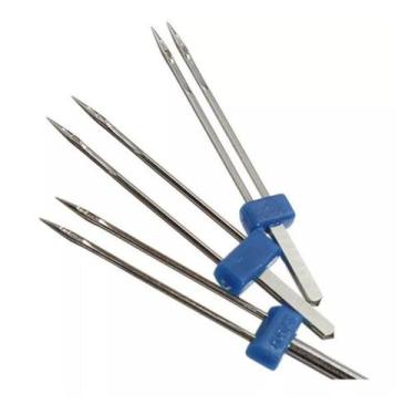 Imagem de Kit 03 Agulha Dupla para Maquina Domestica HZX1 3mm- Numero 14 - Lanma
