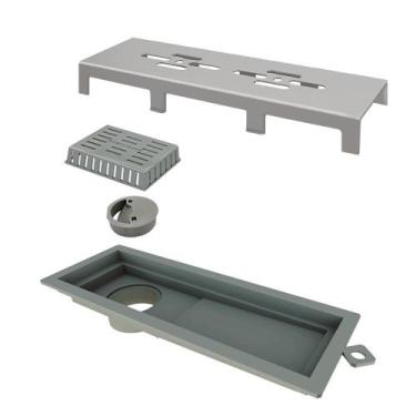 Imagem de Ralo Linear Inox 25 cm Base PVC Inox Escovado Vazado Tiny