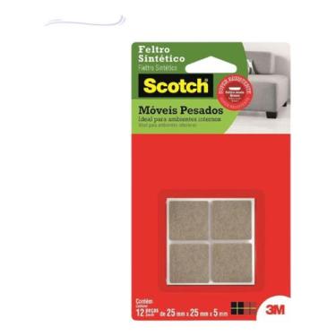 Imagem de Feltro Adesivo Quadrado Moveis Pesados Autocolante 3m 12un, Feltro Sin
