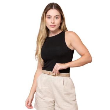 Imagem de Regata Feminina Alça Larga de Viscose - Maranne, Preto, GG