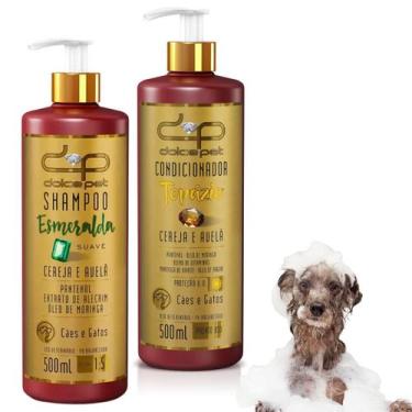 Imagem de Kit Shampo Suave Para Cães Gatos e Condicionador Dolce Pet 500ML
