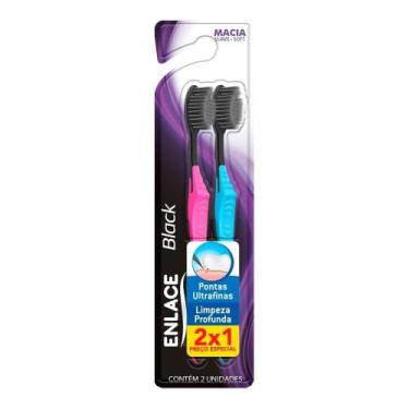 Imagem de Escova Dental Enlace Black Soft Macia - 12 Embalagens com 2 Unidades