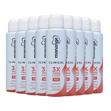 Imagem de Kit Desodorante Aerosol Monange Clinical Conforto 150ml - 9 Unidades