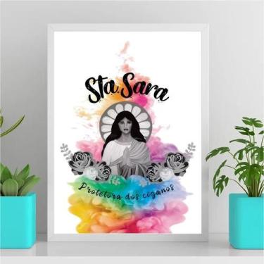 Imagem de Quadro Santa Sara Protetora Ciganos 33X24Cm - Com Vidro - Quadros On-L