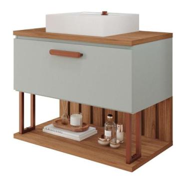 Imagem de Gabinete Para Banheiro 80 Cm 100% Mdf Nicho 1 Porta Basculante Duna Mg