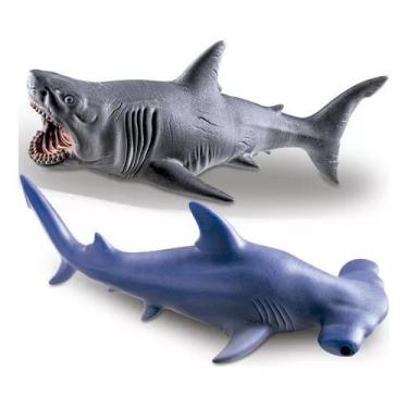 Imagem de Brinquedo Tubarão Martelo E Tubarão Realista Menino Infantil - Cometa 
