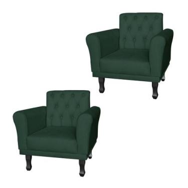 Imagem de Jogo 2 Poltronas Decorativas Para Sala de Espera Classic Suede Verde -
