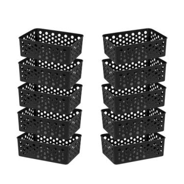 Imagem de Conjunto 10 Cestos Multiuso Empilhável Organizador De Gavetas Lavander