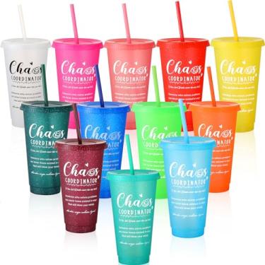 Imagem de Zhehao Copo de plástico Thank You Gifts Caneca de café de 680 g com canudo e tampa copo de viagem reutilizável garrafa de água inspiradora presente de apreciação de funcionários a granel para enfermeira professora (fresco, 12 peças)